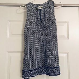 Joie Aruna silk tank top in graphic blue white